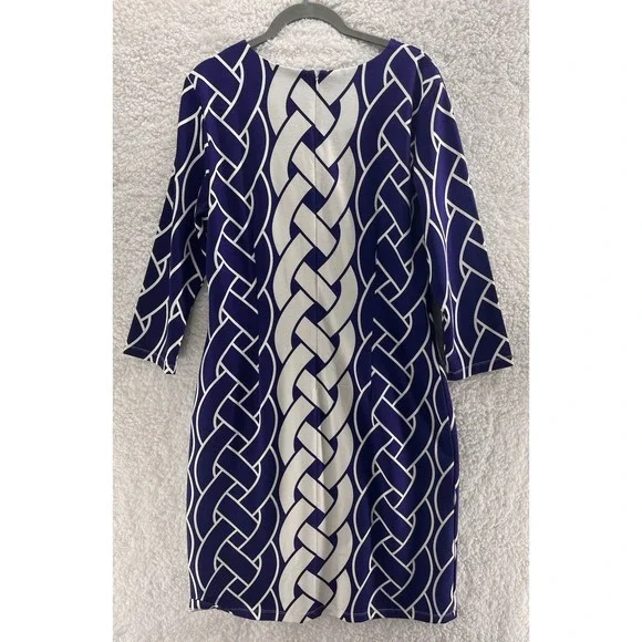 J. McLaughlin Sheath Dress Women's Large Navy Catalina Cloth Braid Stretch Midi - Picture 11 of 11